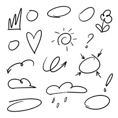 Doodle element set. Hand drawn collection