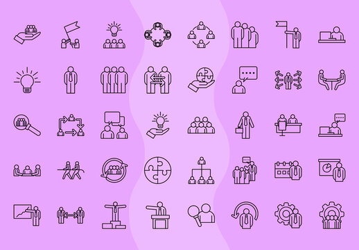 Line Business People Icon Set