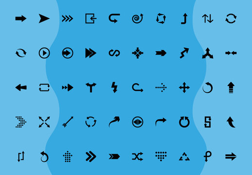 Black Arrow Symbols Minimalist Directional Icon Set