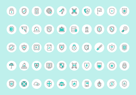 Minimalist Line Security and Protection Icon Set