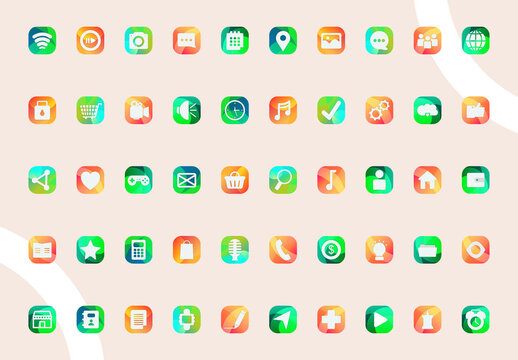 Colorful Gradient Modern App Icons Set