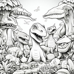 cartoons, zeichnung, kunst, comic, komisch, tyrannosaurus, dino, dinosaurier, alligator,schwarz, weiß, tier, abbildung, cartoons, drawing, art, comic, funny, dino, black, white, animal, illustration