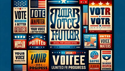 Motivational 2024 US Election Campaign Posters Promoting Voter Engagement