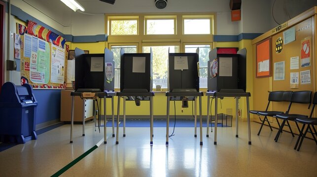 Secured Voting Booths at a Polling Station for the 2024 US Presidential Elections