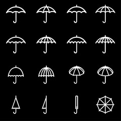 Set 1 of line icons representing umbrella