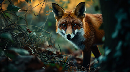 Red Fox (Vulpes vulpes) in the forest.