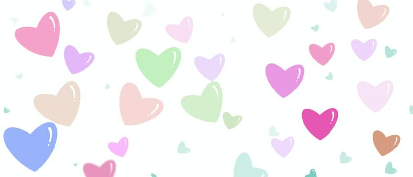 Multicolored hearts that change color and move on a white background, Valentine's Day style background