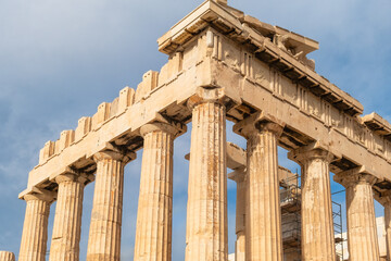 Naklejka premium Columns of Parthenon on the Acropolis in Athens, Greece. Popular travel destination