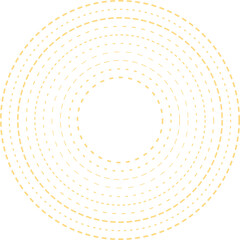 An abstract transparent futuristic dashed concentric circle pattern design element. - obrazy, fototapety, plakaty