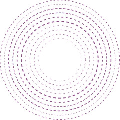 An abstract transparent futuristic dashed concentric circle pattern design element. - obrazy, fototapety, plakaty