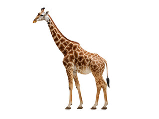 a giraffe standing on a white background