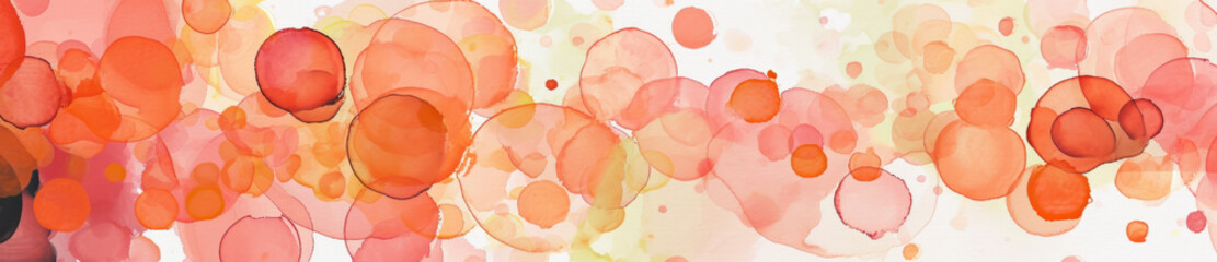 Peach and orange watercolor bubble pattern, abstract and soft background for spring or festive designs.
