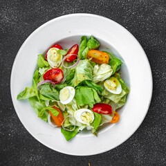 quail egg salad fresh eating cooking appetizer meal food snack on the table copy space food background rustic top view
