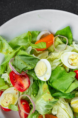 quail egg salad fresh eating cooking appetizer meal food snack on the table copy space food background rustic top view
