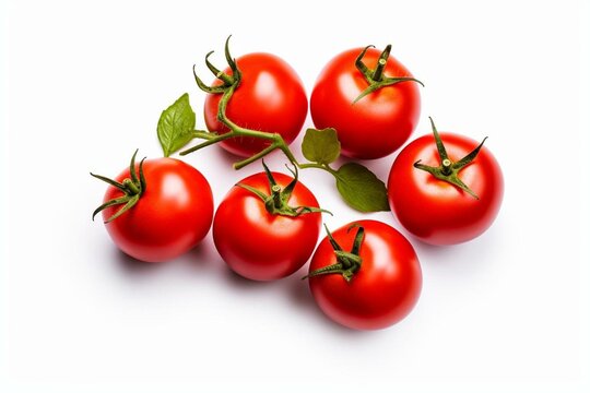 Fresh tomatoes on white background. Generative AI