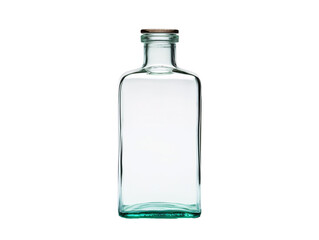 a clear glass bottle with a metal cap