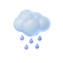 cloud rain colored 3d rendered weather icon for ui design or web banner transparent background