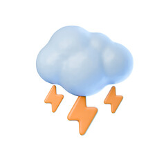 cloud lightning colored 3d rendered weather icon for ui design or web banner transparent background