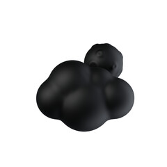 cloud moon matt black 3d rendered weather icon for ui design or web banner transparent background