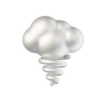 cloud tornado silver white material 3d rendered weather icon for ui design or web banner transparent background