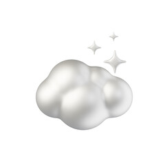 cloud star silver white material 3d rendered weather icon for ui design or web banner transparent background