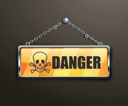 vector yellow sign danger isolated on white background