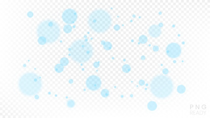 Abstract Blue Bokeh on White Transparent Pattern, Ready for PNG Export, Vector Illustration