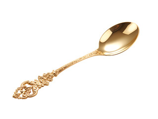 a gold spoon with a floral design - obrazy, fototapety, plakaty