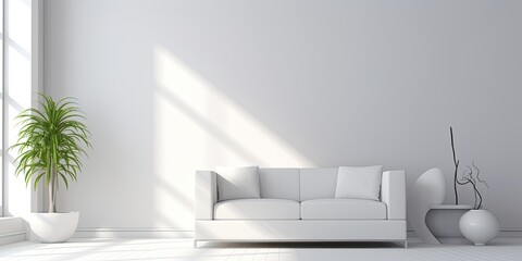 Sleek white interior with clean design elements, subtle edges and shadows.