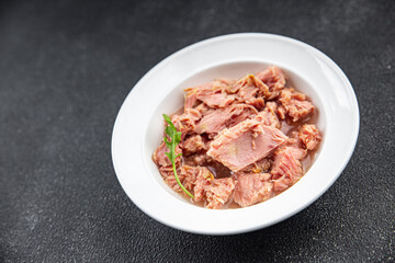 tuna canned food fish seafood fresh healthy eating cooking appetizer meal food snack on the table copy space food background rustic top view