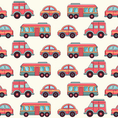 Playful cars seamless pattern collection ready to print, cute and cheerfull, perfect for kids.