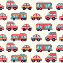 Playful cars seamless pattern collection ready to print, cute and cheerfull, perfect for kids.