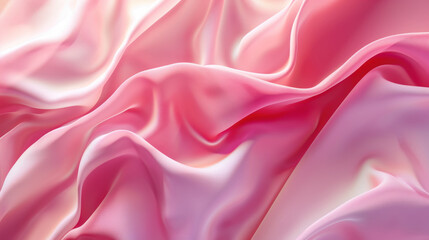 Close-up of Chic Pink Silk Fabric with Flowing Waves Texture