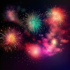 Fototapeta premium abstract fireworks with smoke in the night sky , generative AI