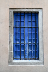 Fototapeta na wymiar old wooden blue door in the small village