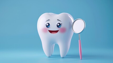 3D-rendered cartoon character of a happy tooth