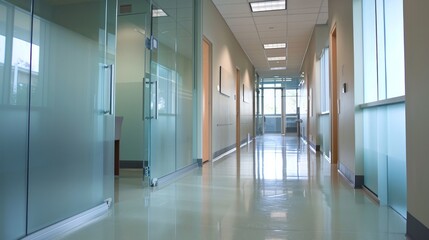 Obraz premium Glass walls in corridor at medical clinic