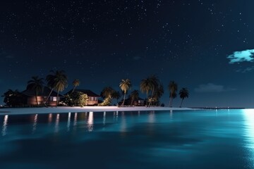 Maldives at night on holiday with the universe in the bac 