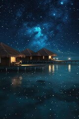 Fototapeta premium Maldives at night on holiday with the universe in the background