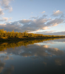 Scenic landscape of the Rhone River through France