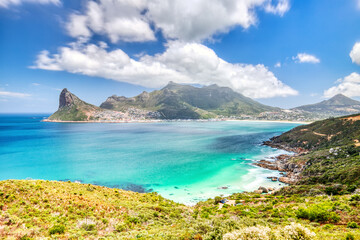 Chapman's Peak Drive Lookout over Hout Bay during a Sunny Day