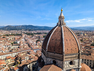 The giant cathedral and cupola of Santa Maria del Fiore cathedral in Florence