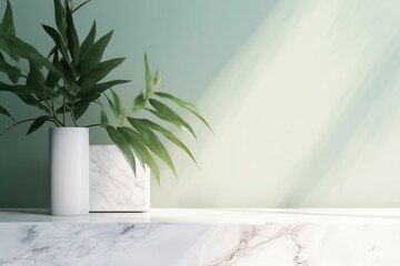 Minimal modern white marble stone counter table tropical