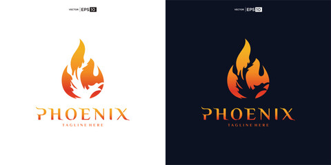 Phoenix Logo flying bird abstract design vector template. Eagle falcon soaring Logotype concept icon inspiration