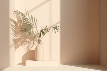 Fototapeta na wymiar Minimalistic light background with blurred foliage shadow
