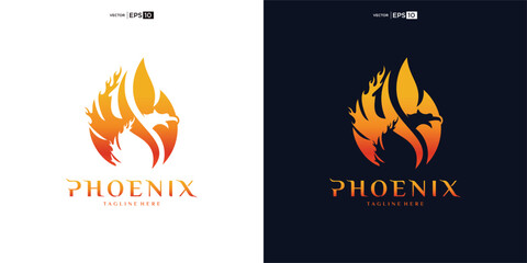 Phoenix Logo flying bird abstract design vector template. Eagle falcon soaring Logotype concept icon inspiration