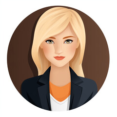 Illustration of white blonde woman, avatar in flat design