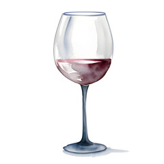 watercolor illustration of wine glass isolated transparent background