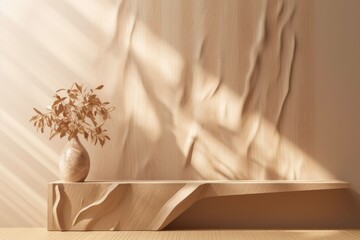 Modern geometric design oak wood grain wooden table