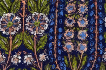 Oil painting and various flowers, chrysanthemums, beautiful wedding illustrations